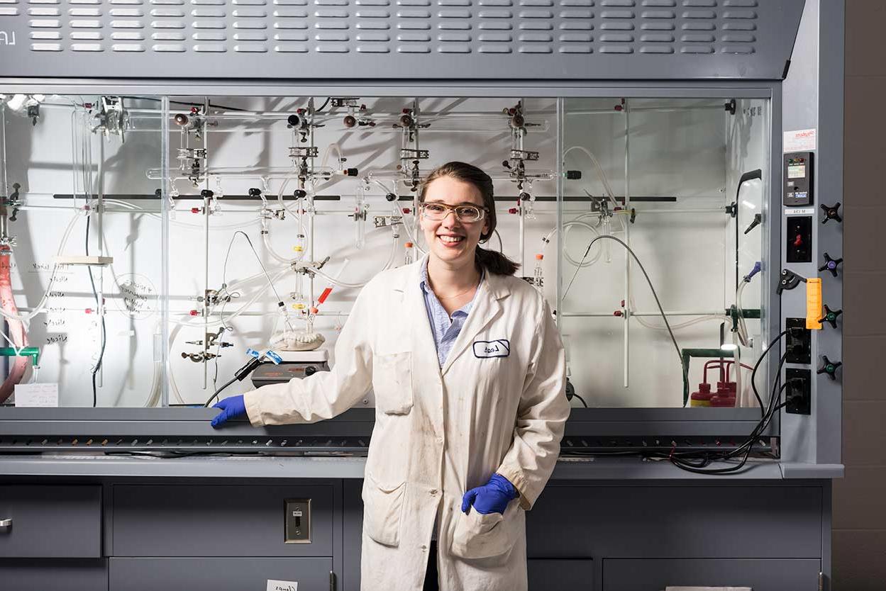 Student in research laboratory at University of Rochester